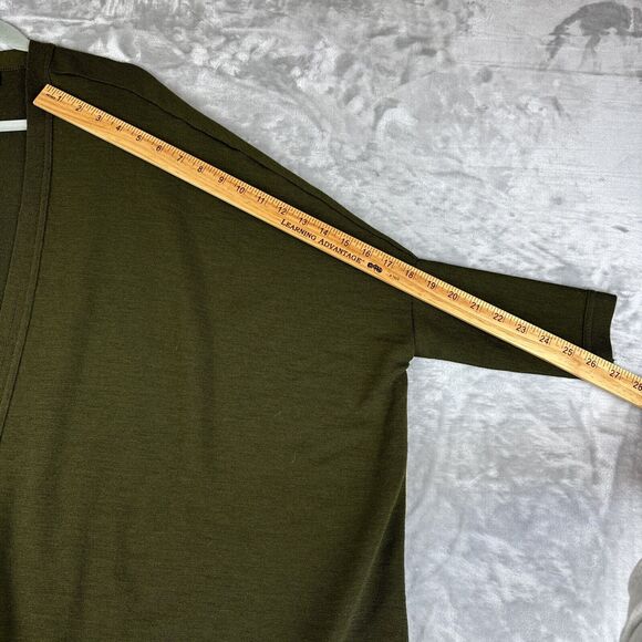 Andrea Jovine 100% Wool Cardigan ONE SIZE Dark Green Drop Shoulder Slouchy(0995) - Picture 14 of 14